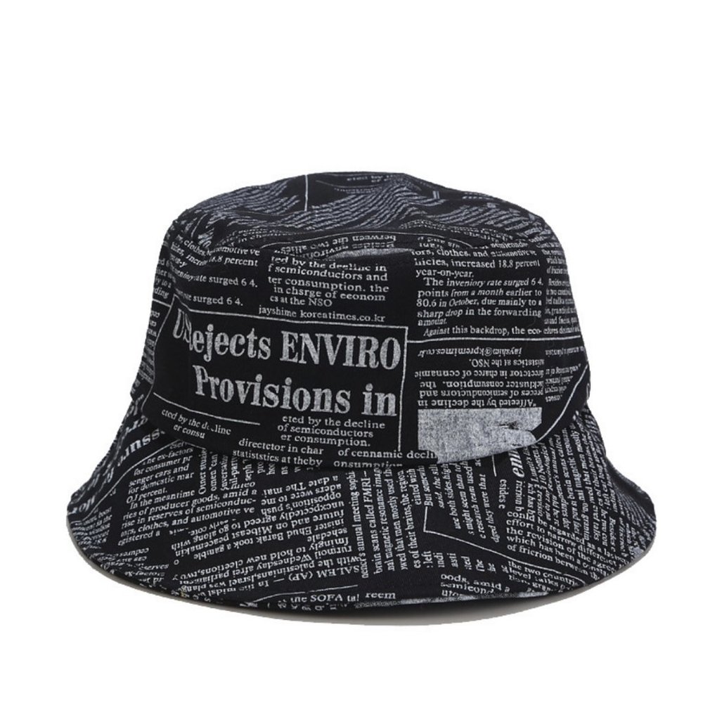 Vintage fisherman newspaper boonie bts bucket hat unisex casual streetwear